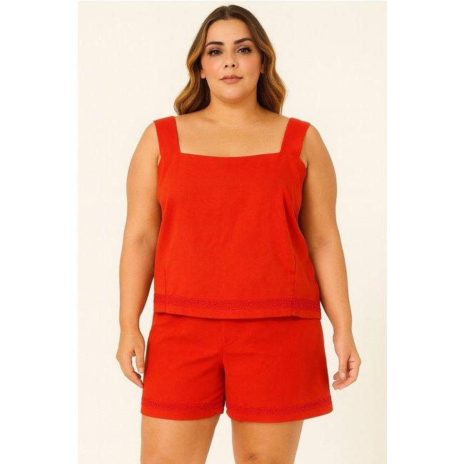 Conjunto Feminino Plus Size Vermelho – Elegância e Conforto