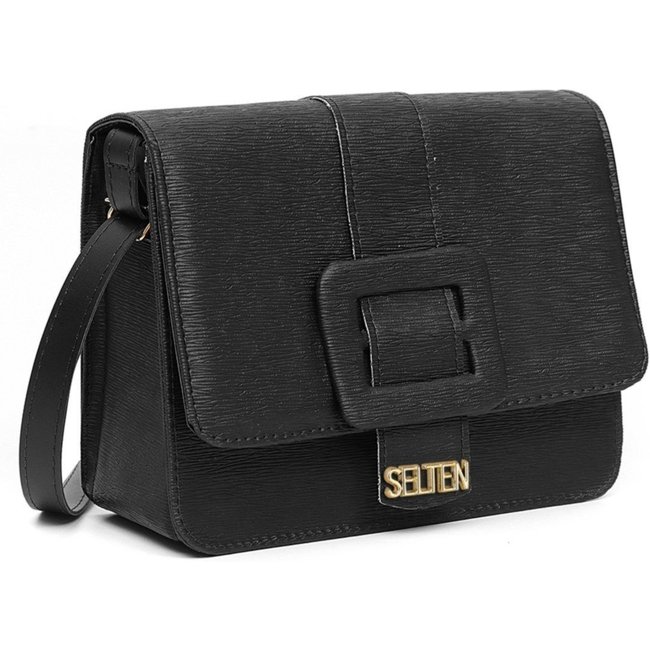 Bolsa Tiracolo Feminina Lateral Com Fivela Lançamento Preta
