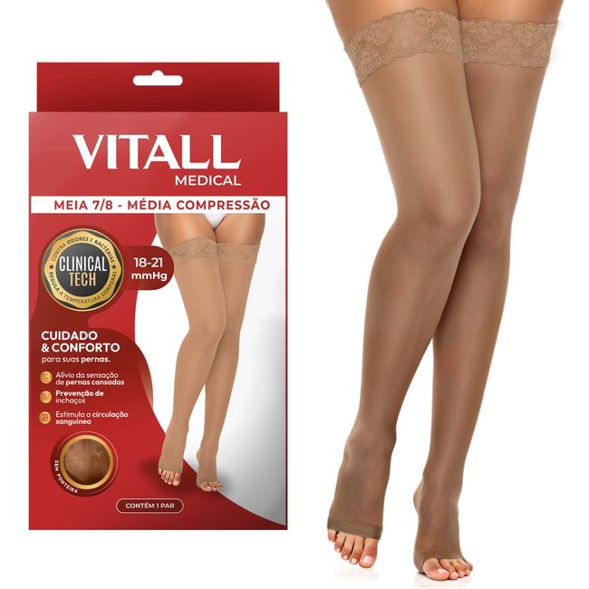 Meia 7/8 Vitall Medical Média Compressão Sem Ponteira 18-21 mmHg Feminino 1712