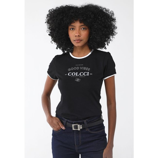Camiseta Colcci Slim Good Vibe Preta