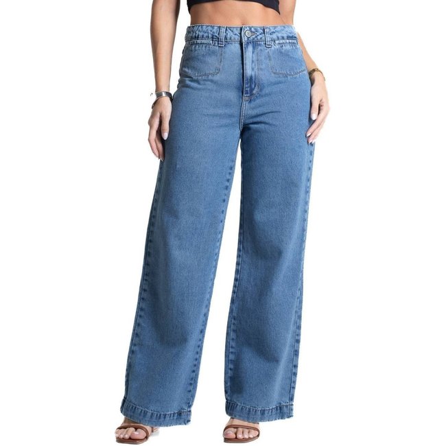 Calça Jeans Sawary Wide Leg Petit - 281754 - Azul - Sawary