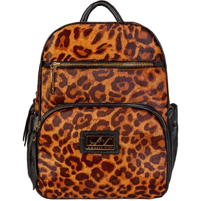 Mochila pequena de couro estampado Zoey - Onça