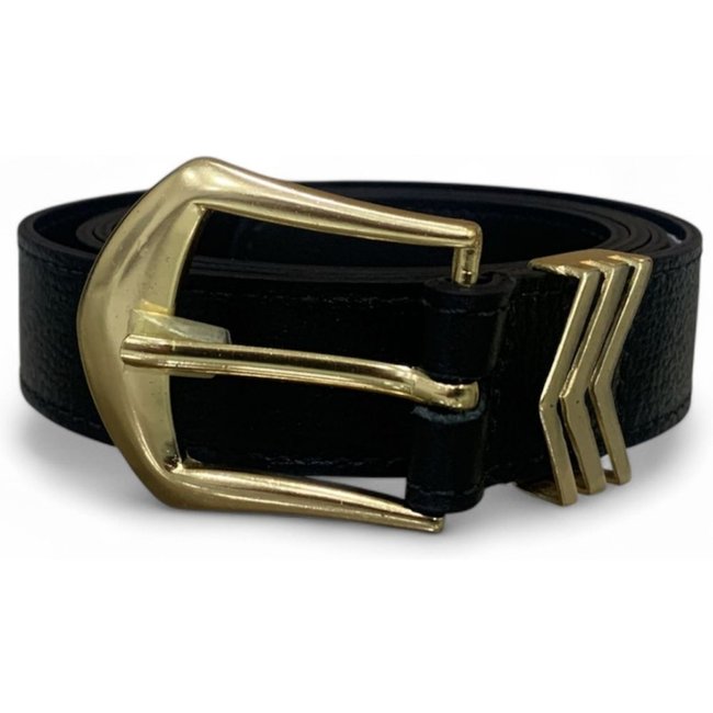 Cinto Feminino em Couro Fivela Dourada Preto 014