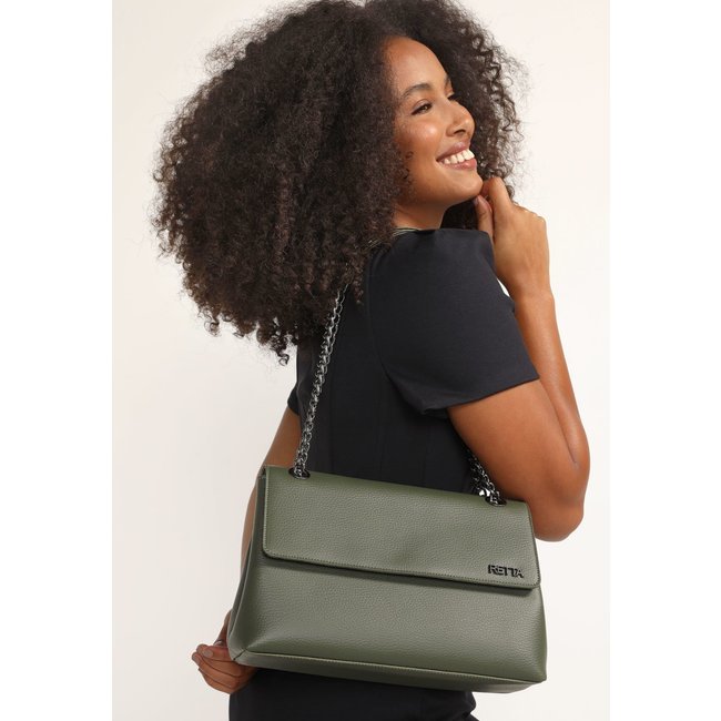 Bolsa Feminina Retta De Ombro Grande Verde Militar