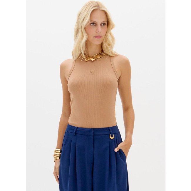Blusa Regata Canelada Decote Fechado Lança Perfume