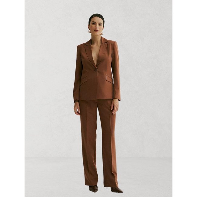 Conjunto Paris Blazer + Calça Alfaiataria Viscose Marrom