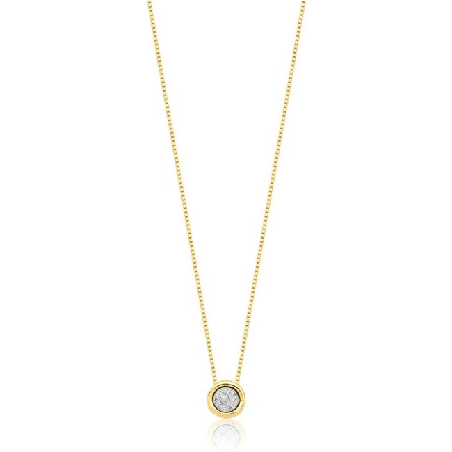 Infantil - Colar com Pingente Pedra Natural Drusa Banhado a Ouro 18k Semijoia Ania Store
