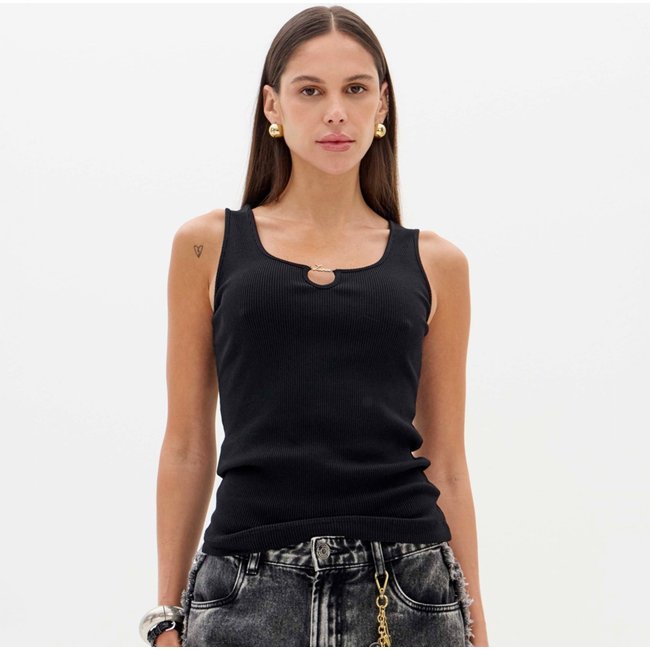 Regata Lança Perfume Canelada Metal Ou26 Preto Feminino