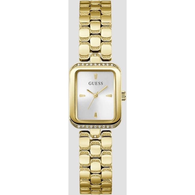 Relógio Guess Retangular Aço Cristal Dourado