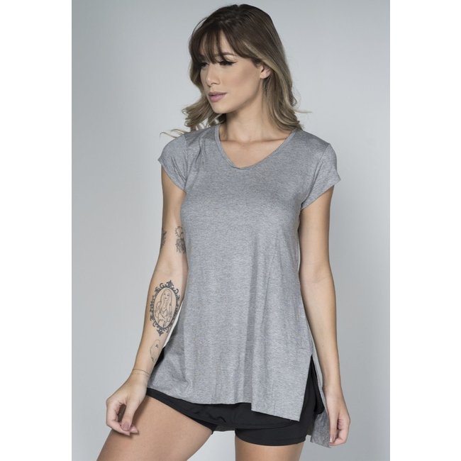 Blusa Bella Fiore Modas Fitness Longa Academia Tapa Bumbum Ju Cinza