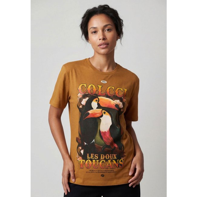 Camiseta Feminina Colcci Estampa Tucano Caramelo