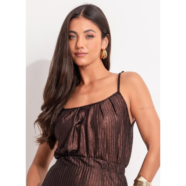 Blusa Em Malha Canelada Quintess Marrom