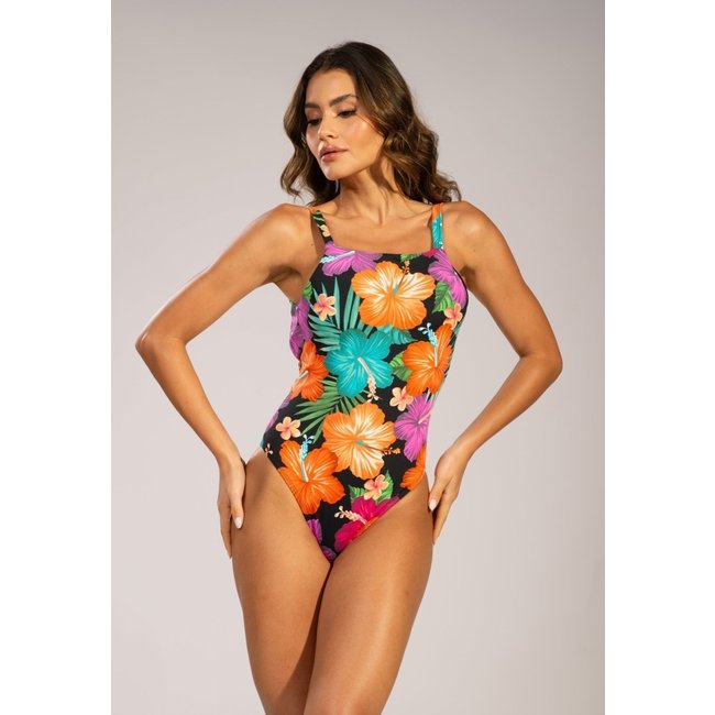 Maiô Serra e Mar Modas Body Costa Nua Estampado Rosa