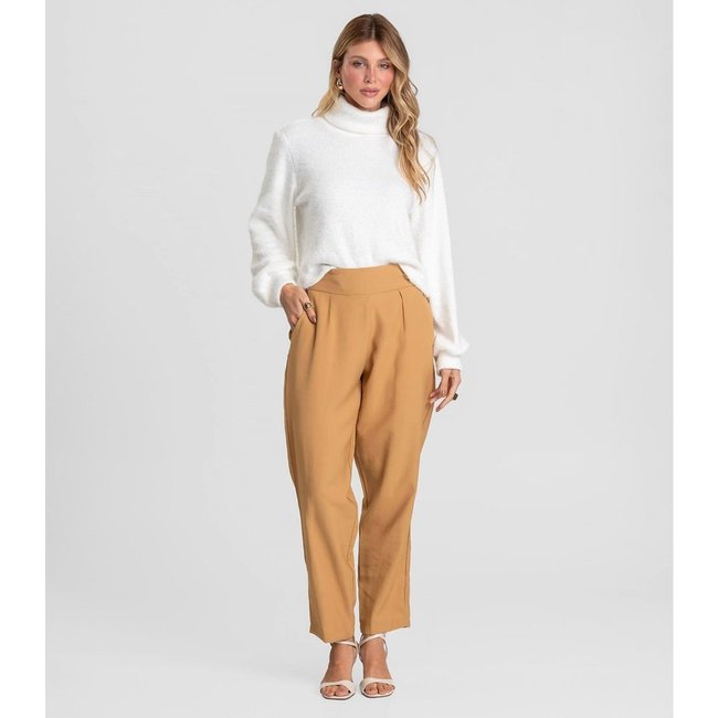 Calça Pantalona Feminina Em Alfaiataria Dianna Marrom