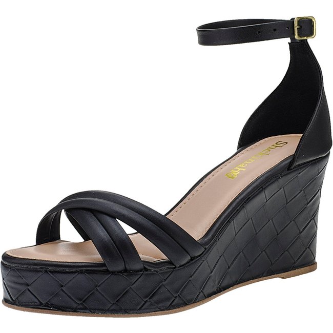 Sandália Feminina Salto Plataforma Anabela Shekinah Meia Pata Leve Moda Macia Preto