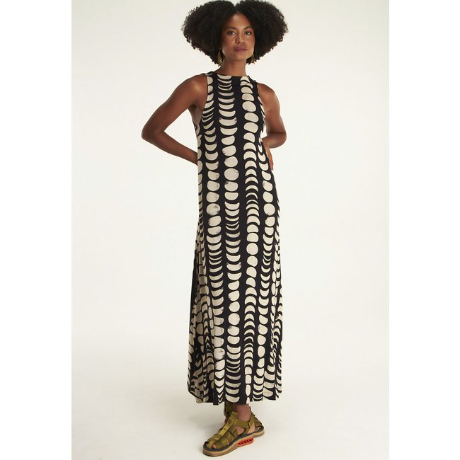 Vestido Cantão Longo Golinha Corrosão Lunário Preto