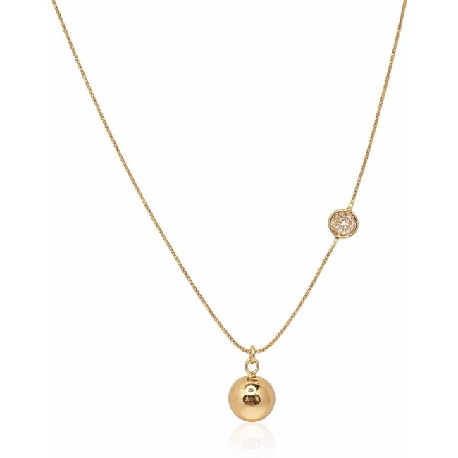 Gargantilha Esfera e Zircônia Banhada a Ouro 18k