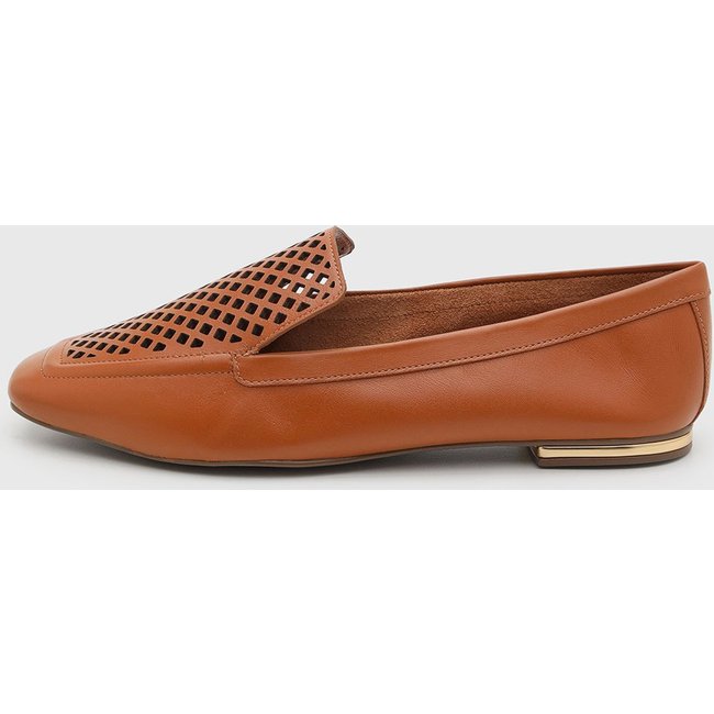 Mocassim Feminino Loucos e Santos Bico Quadrado Caramelo