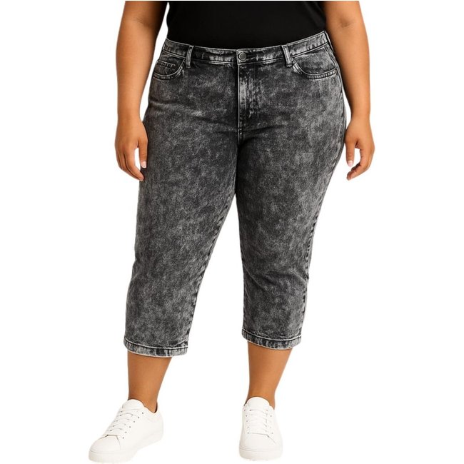 Calça Feminina Capri Jeans Loka Cinza Grafite