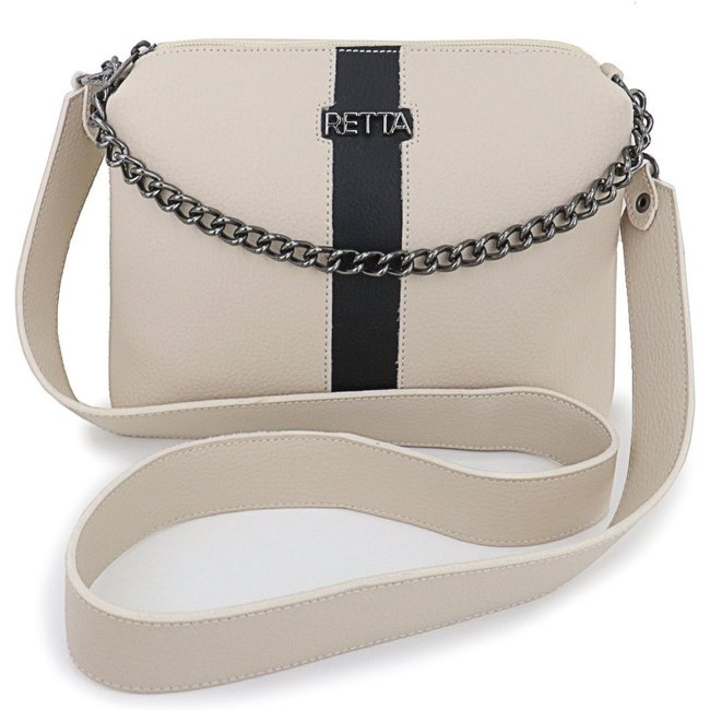 Bolsa Feminina Retta Kiara Transversal Pequena Marfim e Preta