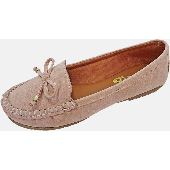 Sapatilha Mocassim Moda Pé Costurado à Mão Camurça Rosê