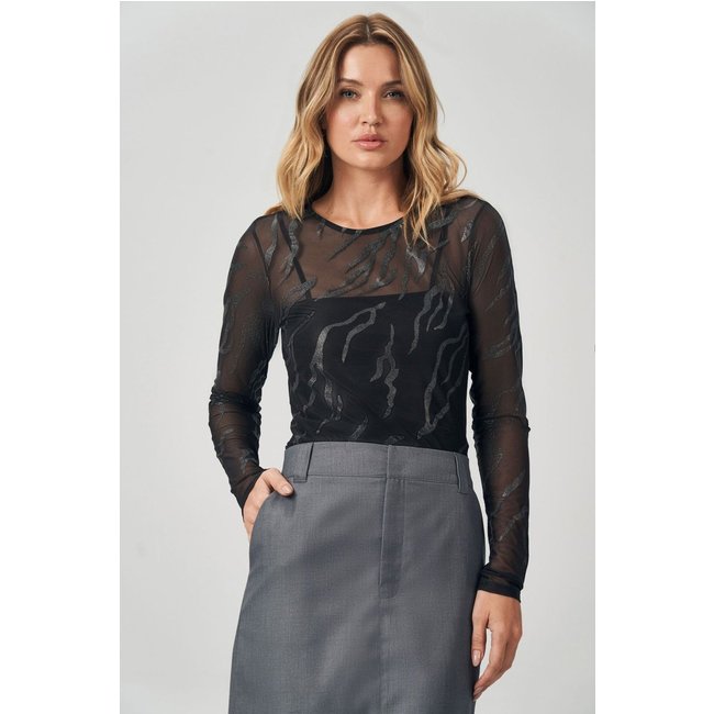 Blusa Tule Zebra Glitter Feminina Acostamento