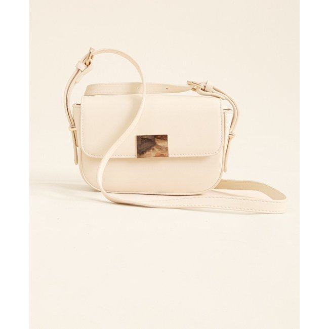 Bolsa Pequena Crossbody Pop Me Fecho Dourado Bege