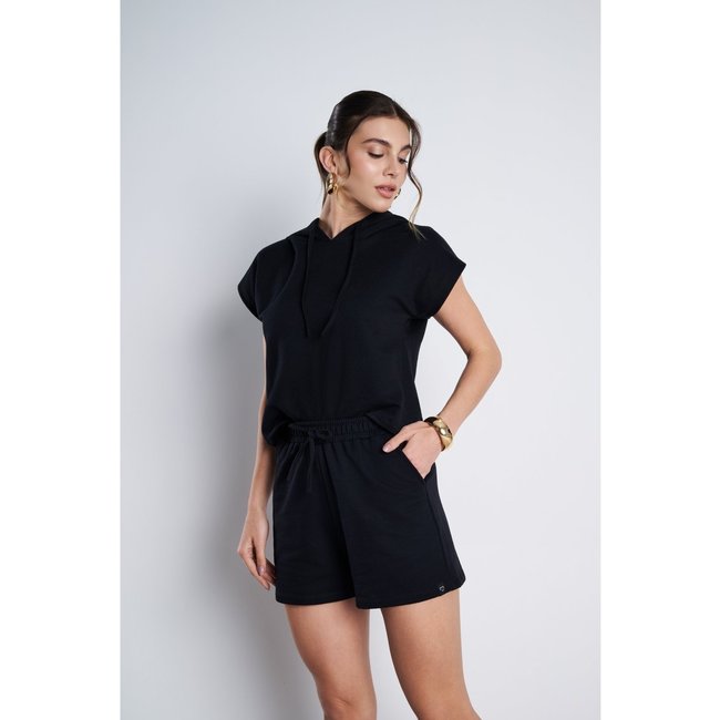 Blusa Cropped MeuJeans Essenza Moletinho Preto