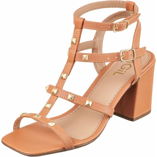 Sandália Salto Grosso GiGiL Gladiadora Blush