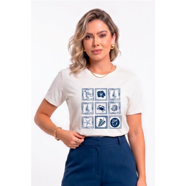 Camiseta Feminina Cianitas Off Estampa Summer Vibes