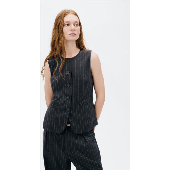 Colete Feminino Alongado Fio Tinto - Cinza G