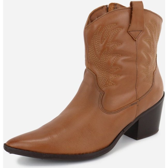 Bota Maria Paua Store Country Feminina Couro Bordada Bico Fino Conforto Amarelo