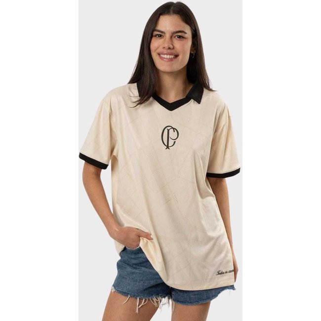 Polo Corinthians 115 Anos Feminina Bege