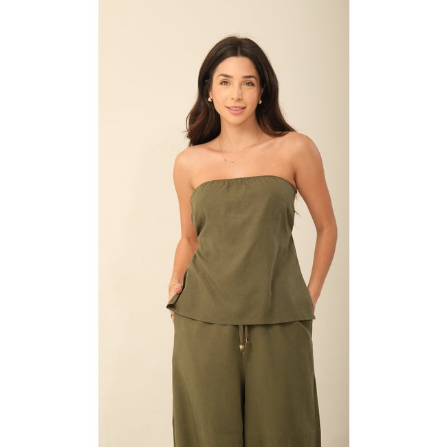 Blusa Lenço Verdejar Verde Tomara que Caia e Costas Abertas