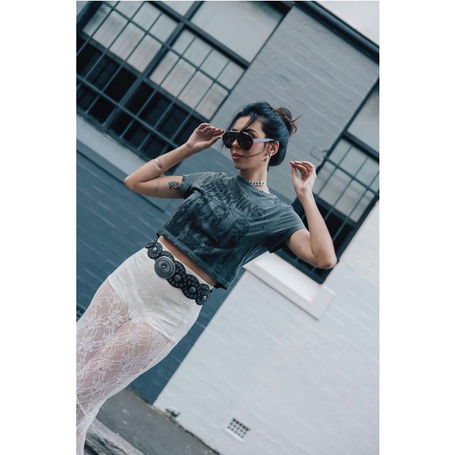 BABY TEE CROPPED CHUMBO SPARKING - Cinza - marinaegabriella