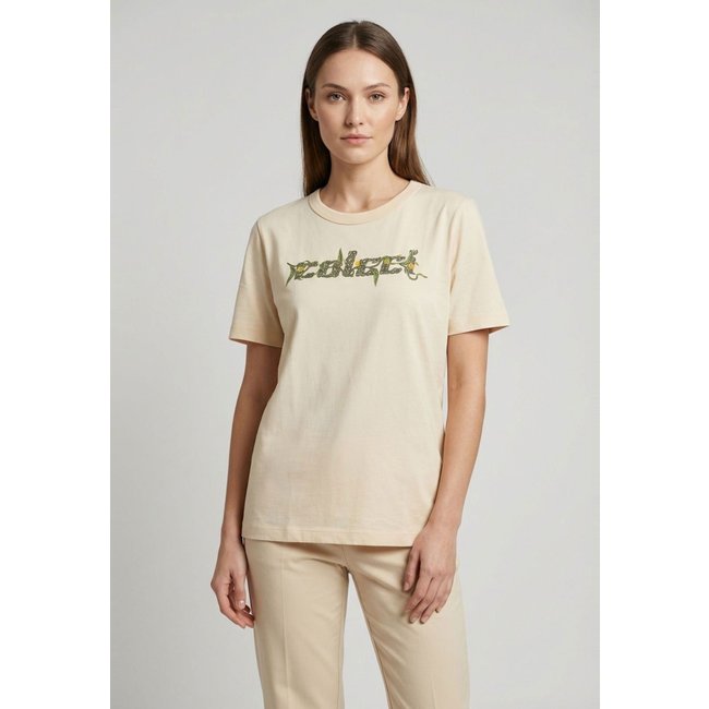 Camiseta Feminina Colcci Estampa Logo Bege