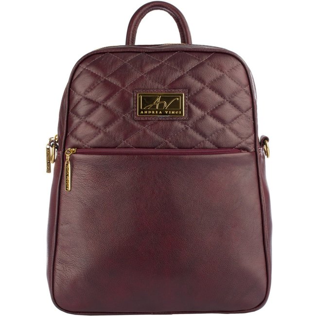 Mochila de couro liso Lune - Marsala