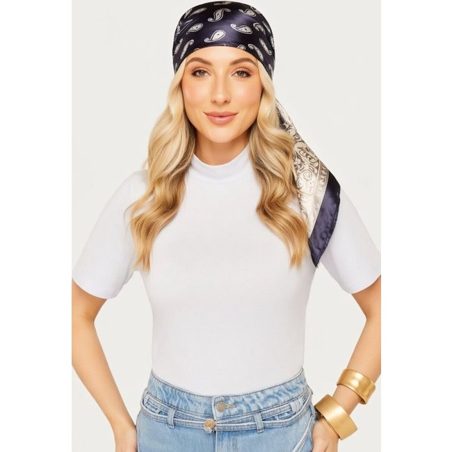 Lenço Cetim Boho D Bell Outlet Fashion Boho Azul