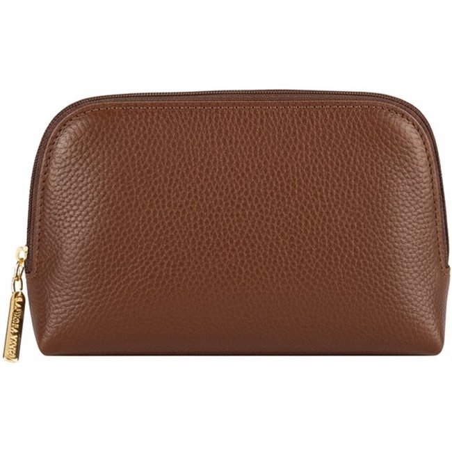 Necessaire de couro liso Duda 12x17x6cm - Whisky