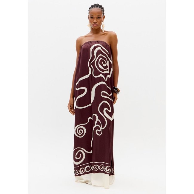 Vestido Longo Estampado Sem Alças Lança Perfume