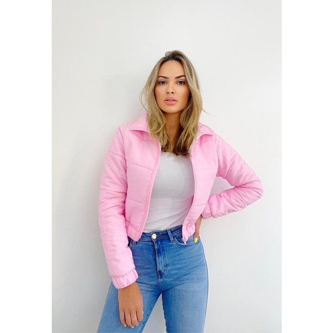 Jaqueta Puffer Curta Rosa Candy Color