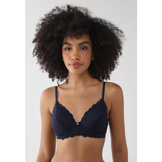 Sutiã Meia-Taça Feminino Hope Renda Bojo Azul Marinho