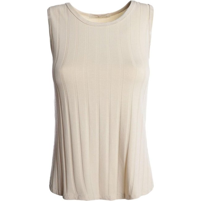 Blusa Regata Mullet Canelado Feminina AREIA