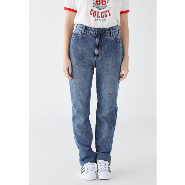 Calça Jeans Feminina Colcci Mom Cintura Alta Azul Médio