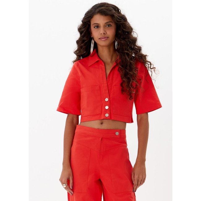 Camisa Cropped Manga Curta Com Bolsos My Favorite Things