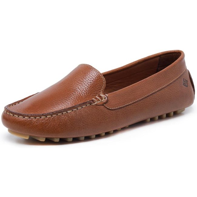 Tênis Mocassim Feminino Casual Confortável Dia a Dia Marrom 33 Marrom