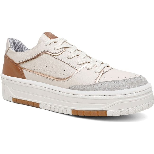 Tênis Feminino Vittal Aura Couro OffWhite Solado Flatform Confort