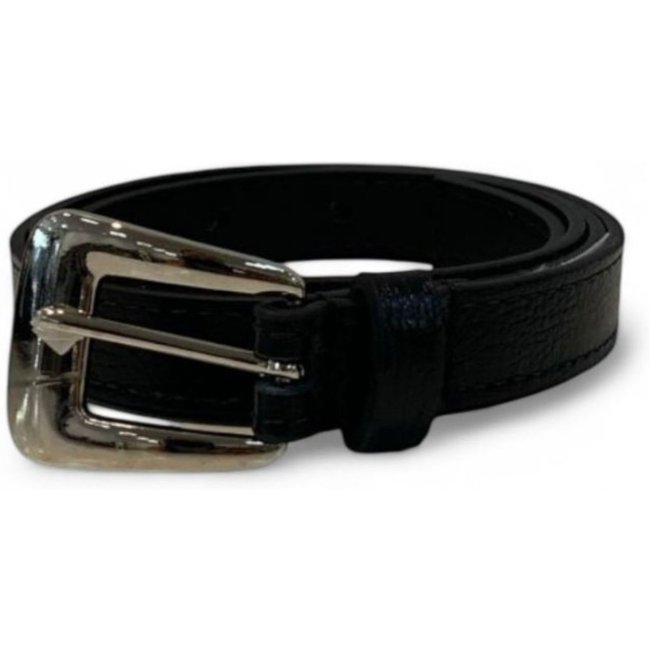 Cinto Feminino em Couro Fivela Prata 005 Preto