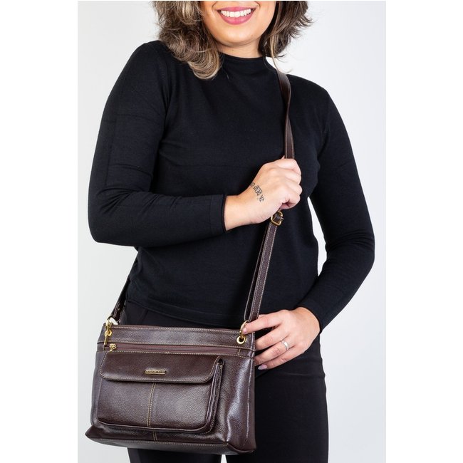 Bolsa Andrea Vinci Tiracolo De Couro Liso Celine - Café