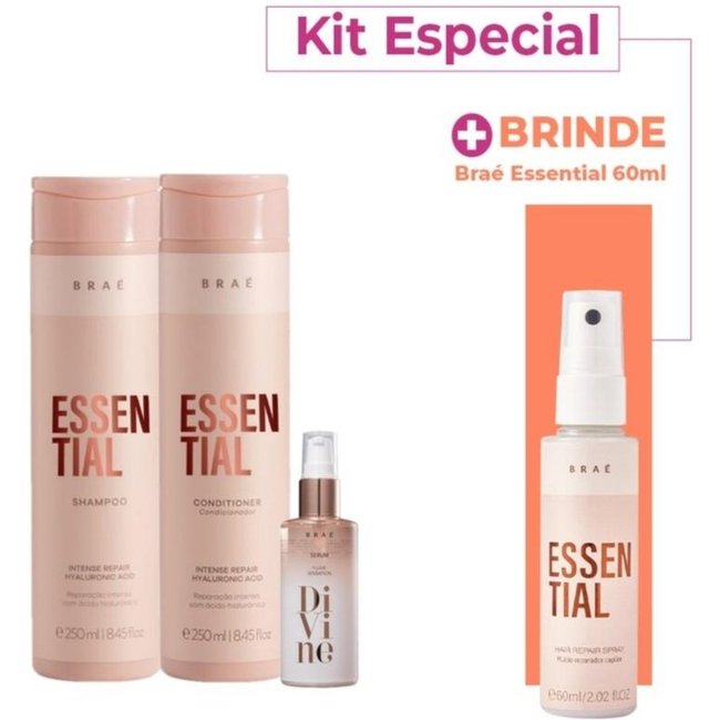 Kit Braé Essential e Óleo Divine Especial (3 produtos)